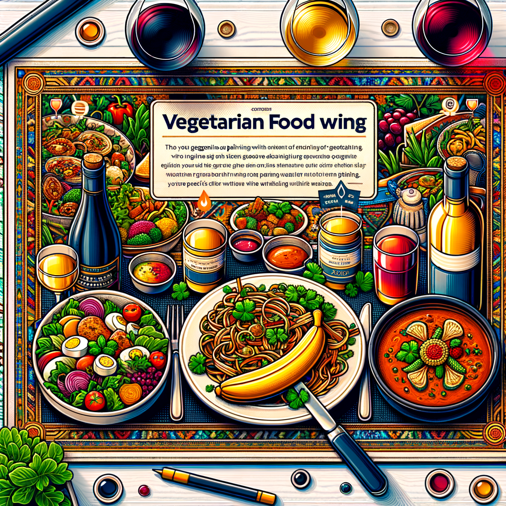Vibrant display of vegetarian wine pairing with a variety of dishes like salad, pasta, and curry, including a guide for best wines for vegetarian meals and wine pairing tips.